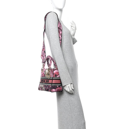 Christian Dior Toile de Jouy Voyage Embroidered Medium Lady D-Lite Fuchsia Multicolor 2 of 10