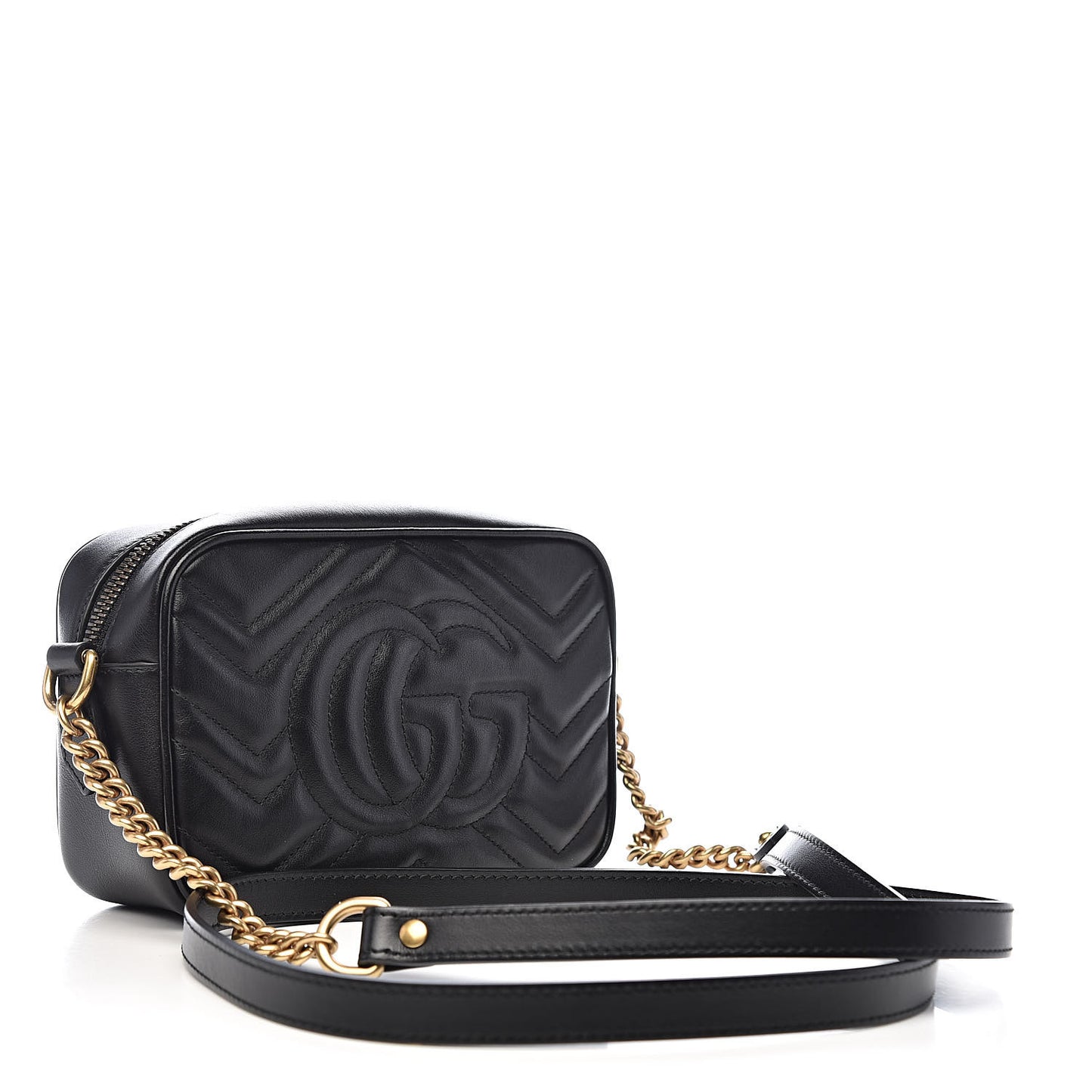 Calfskin Matelasse Mini GG Marmont Chain Shoulder Bag Black