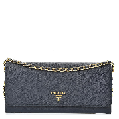 Prada Saffiano Metal Oro Chain Wallet Baltico 1 of 10