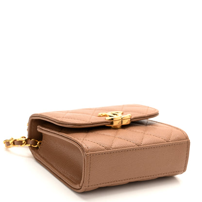 Chanel Caviar Quilted Coco First Clutch With Chain Beige 4 of 12