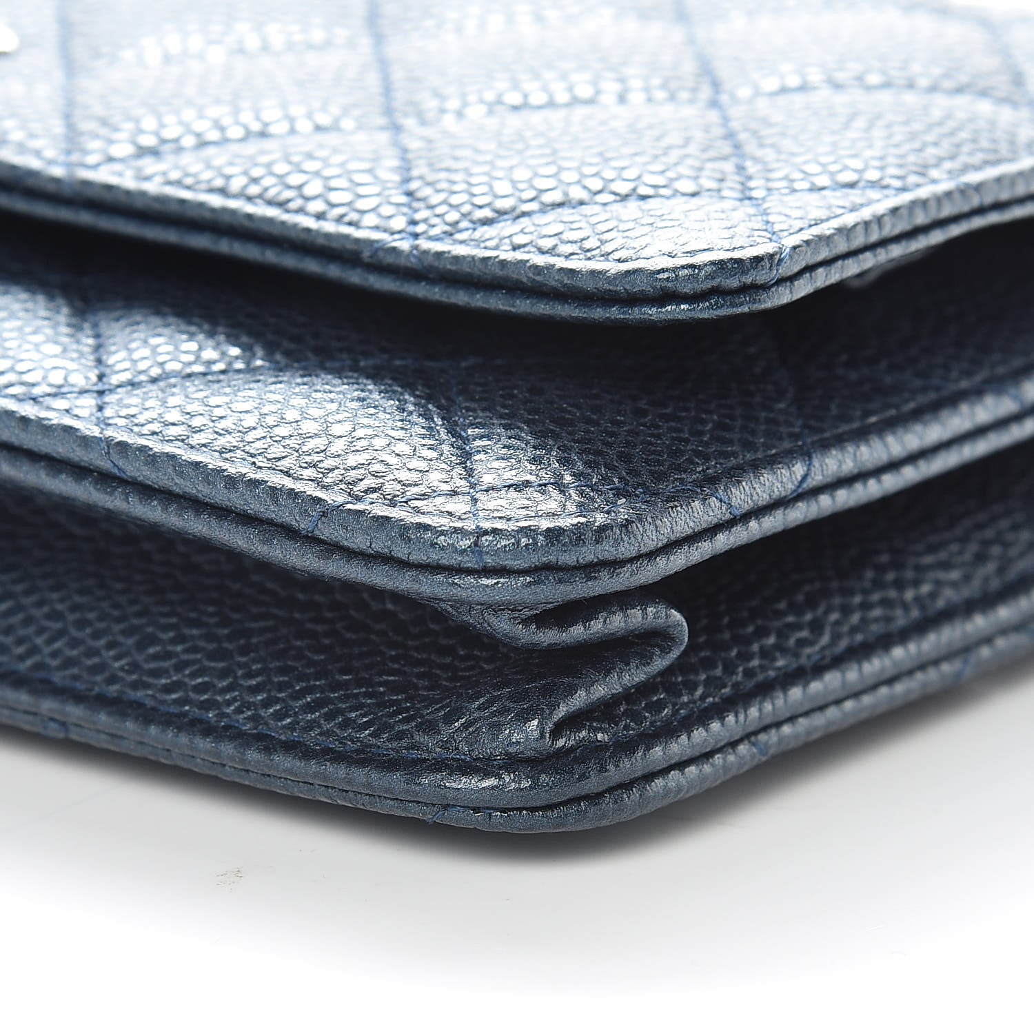 Chanel Iridescent Caviar Quilted Wallet On Chain WOC Blue 10 of 11