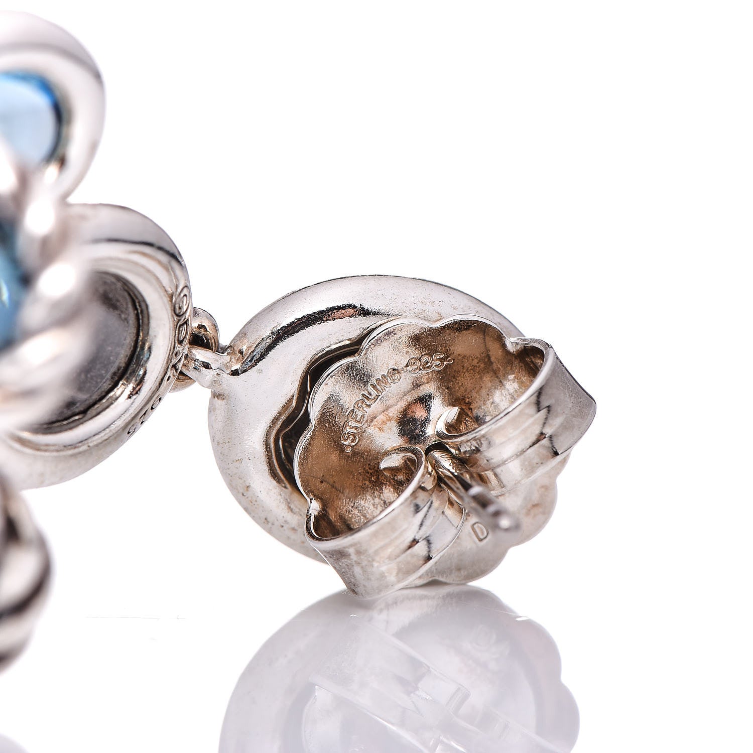 David Yurman Sterling Silver Blue Topaz Black Orchid Chandelier Earrings 3 of 5