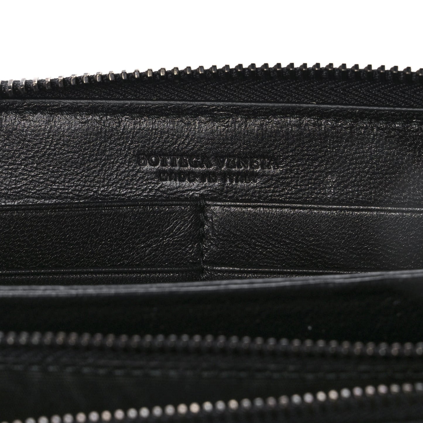 Nappa Intrecciato Zip Around Wallet Orange Black