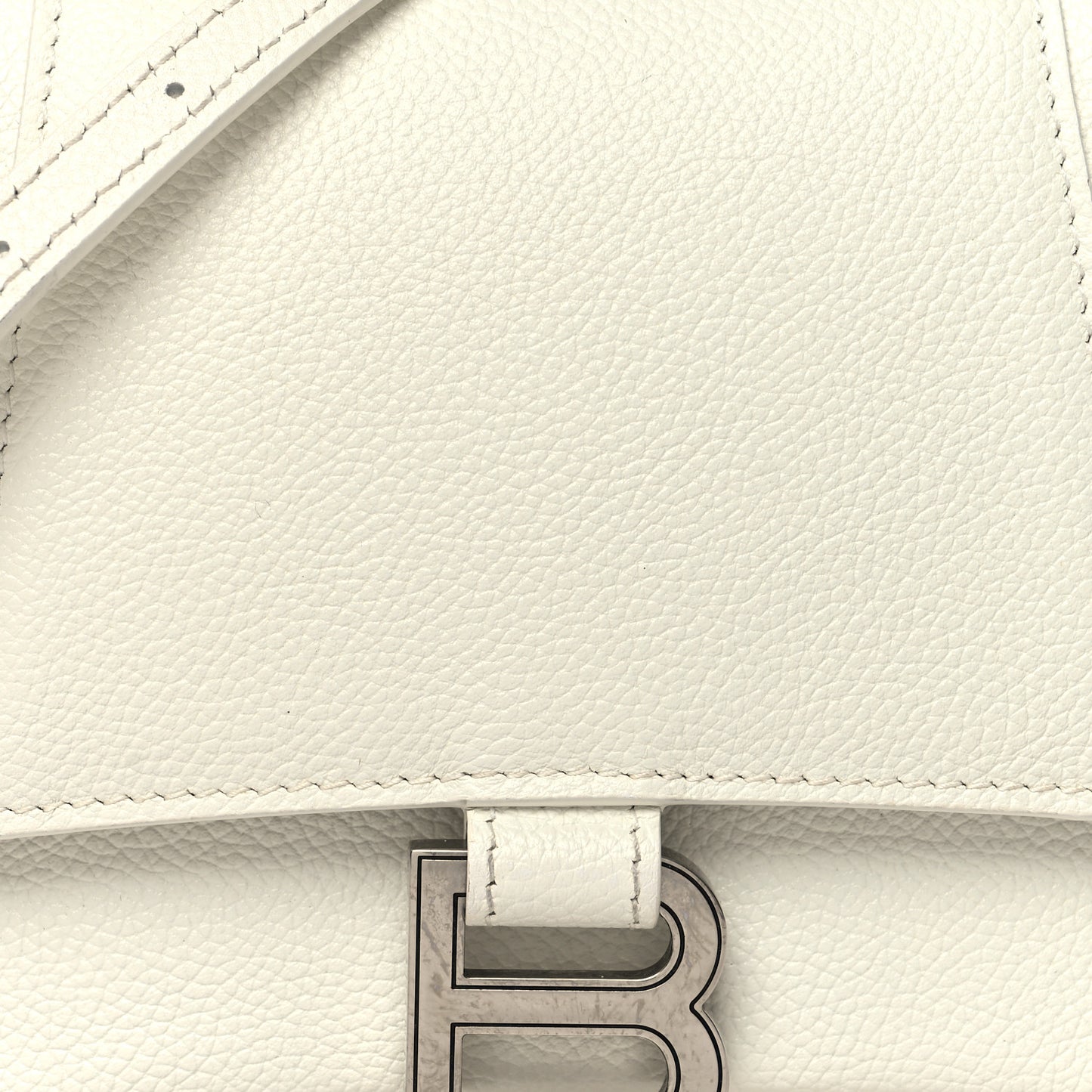 Grained Calfskin Small Hourglass Top Handle Bag White