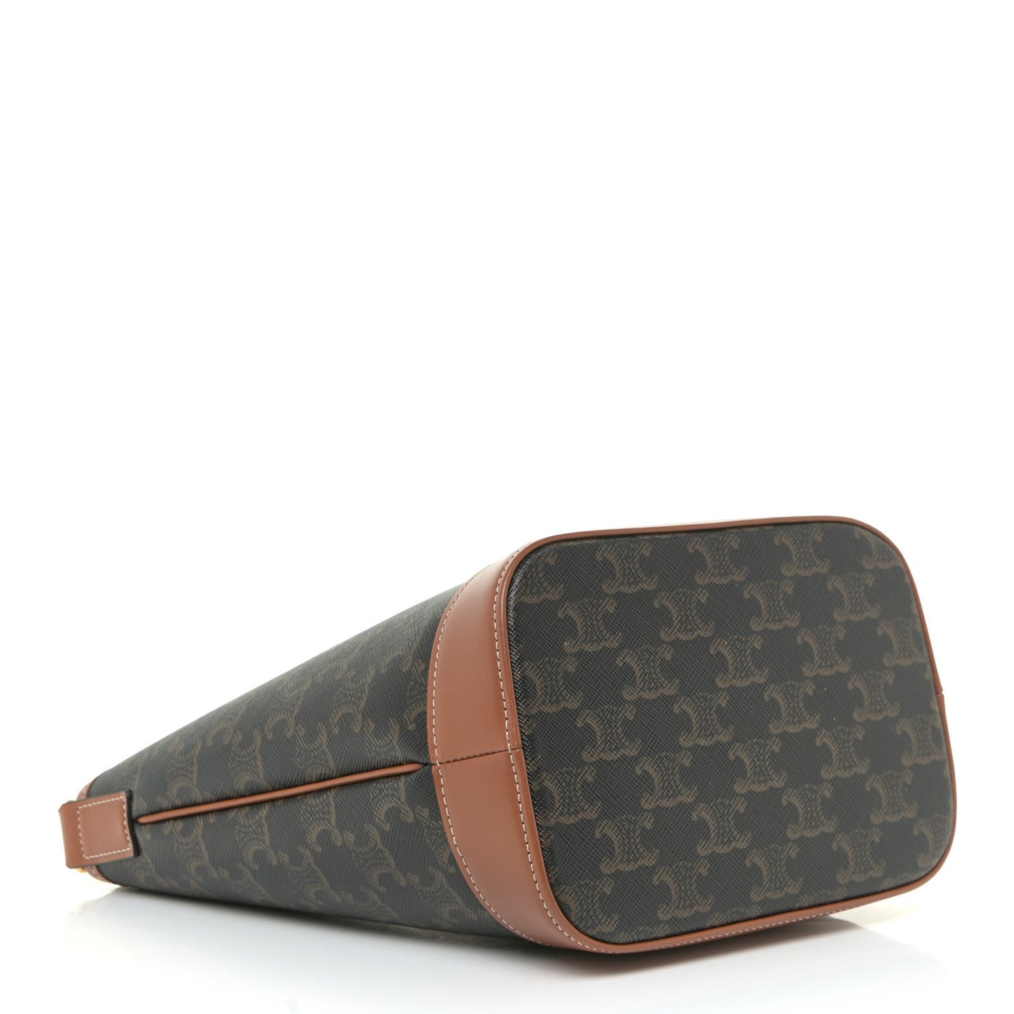 Triomphe Canvas Calfskin Small Bucket Bag Tan