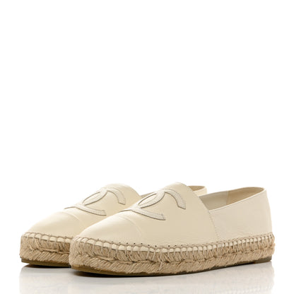 Chanel Lambskin CC Espadrilles 38 White 3 of 8
