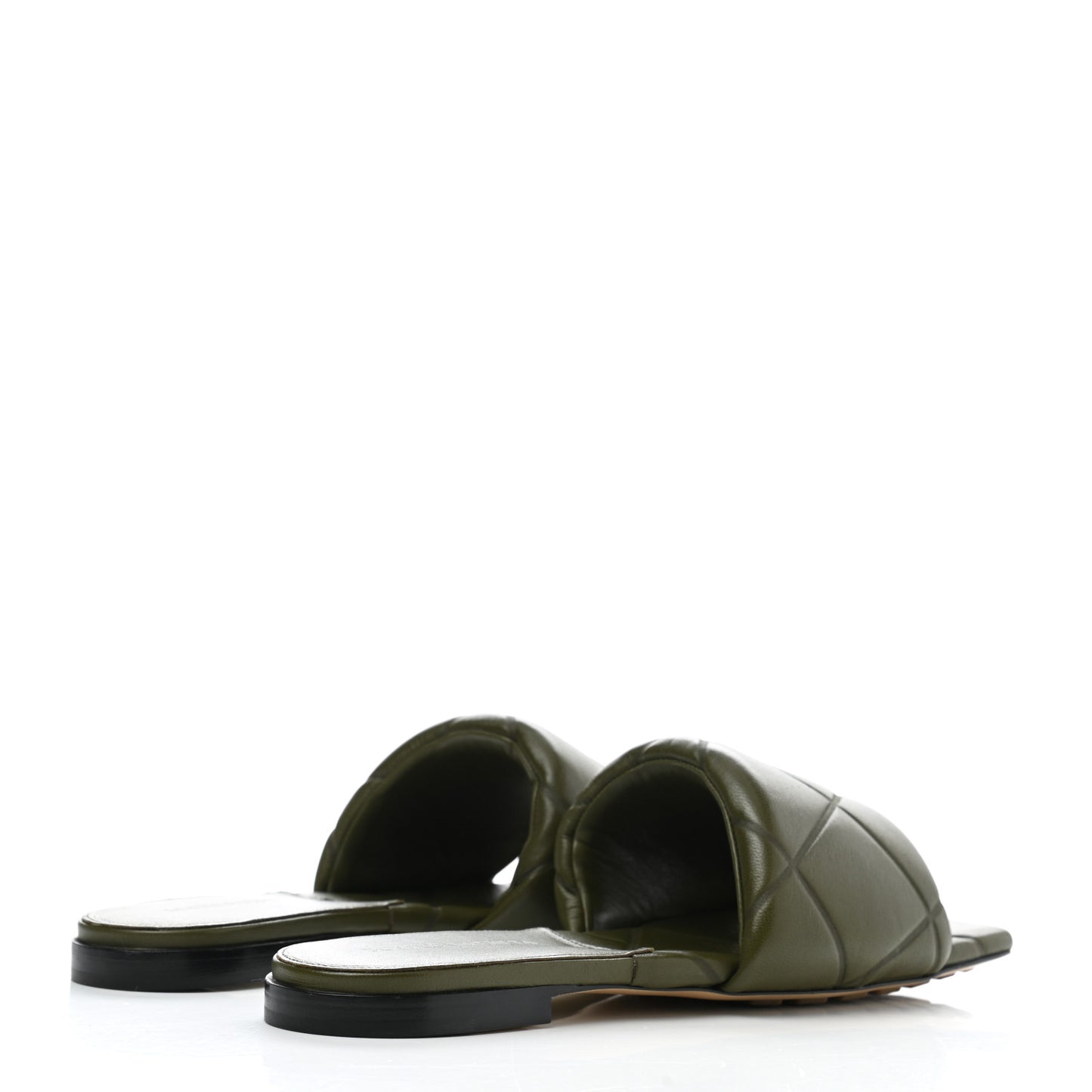 Nappa Quilted Rubber Lido Flat Sandals 39 Khaki