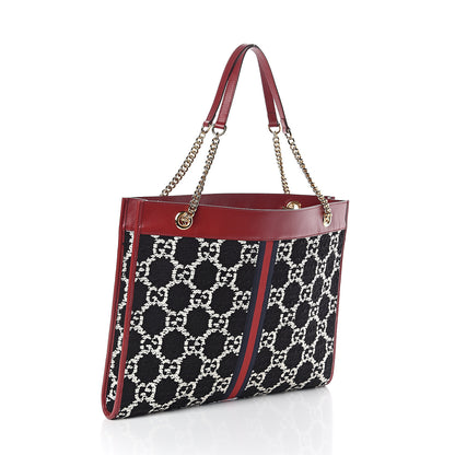 Gucci Tweed GG Monogram Large Rajah Chain Tote Romantic Cherry Black White 3 of 9