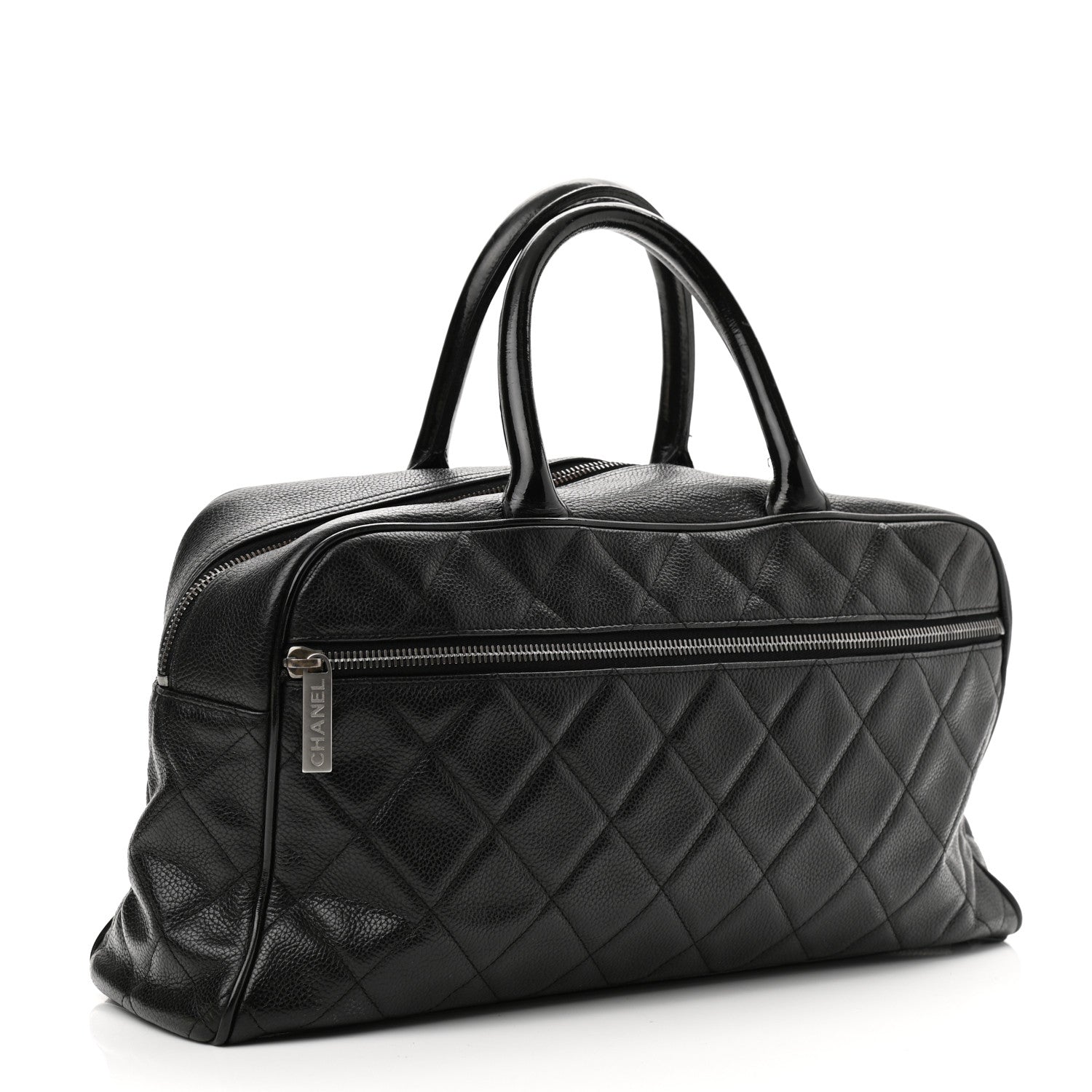 Chanel Caviar Patent Quilted Large Bowler Black 3 of 13