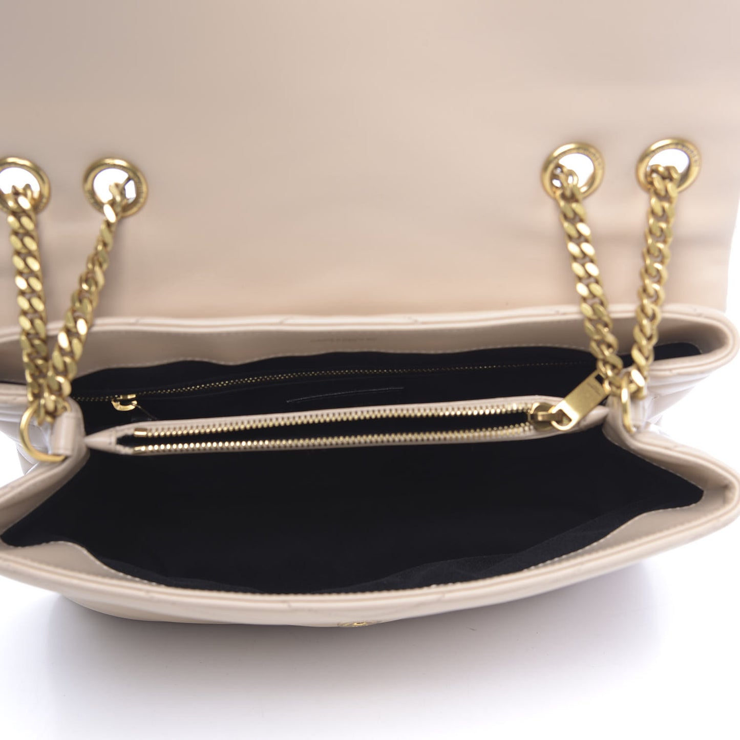 Calfskin Y Quilted Monogram Medium Loulou Chain Satchel Nude Powder