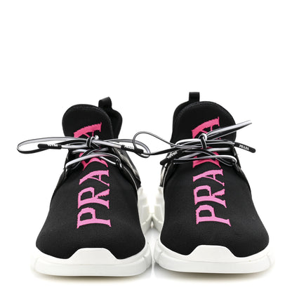 Prada Knit Fabric Logo Womens Sneakers 39 Black Pink 3 of 8