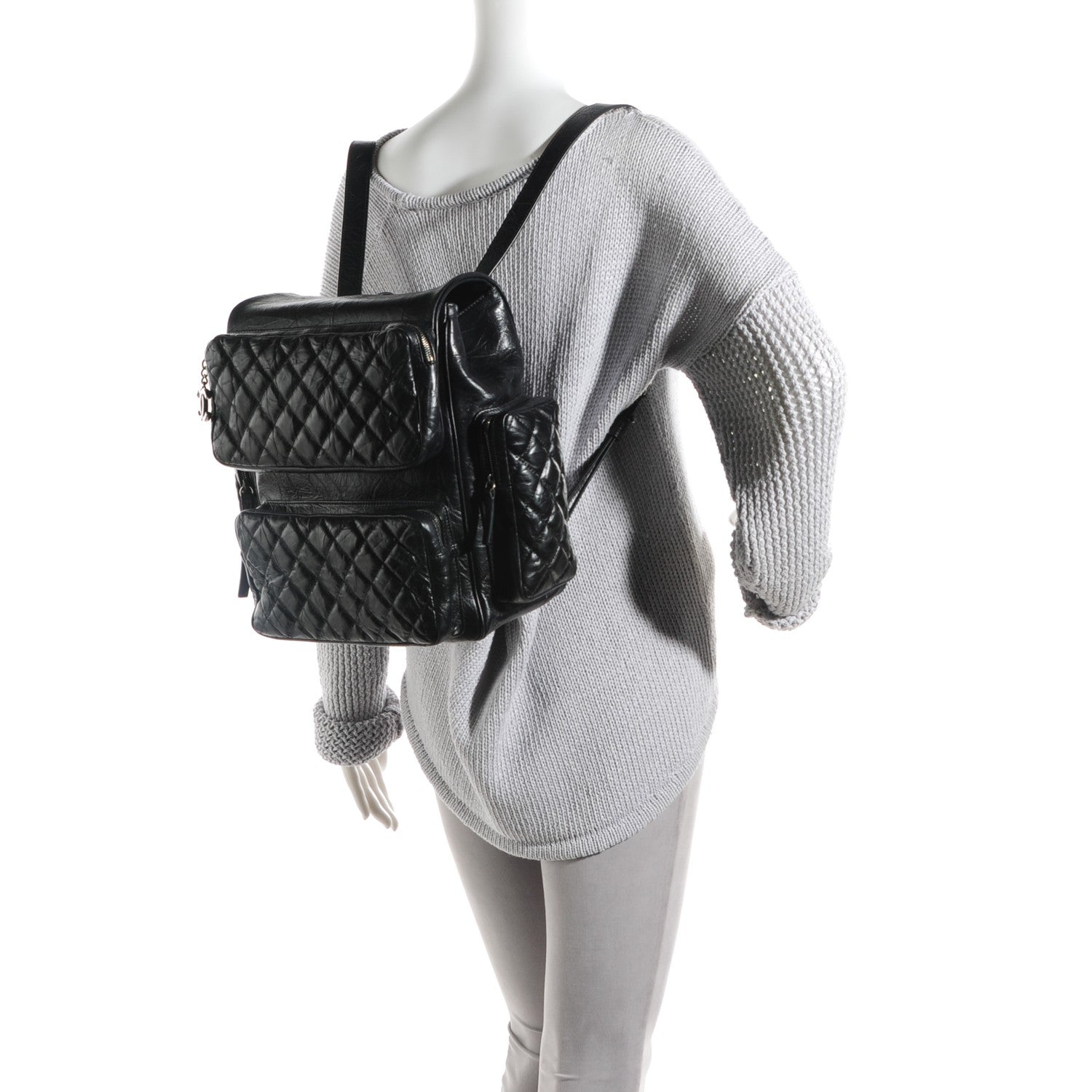 Chanel Calfskin Quilted Casual Rock Backpack Black 2 of 7