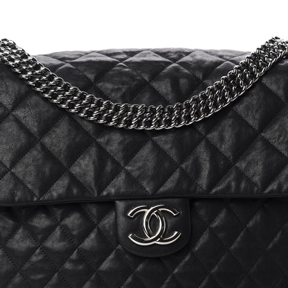 Chanel Washed Lambskin Quilted Maxi Chain Around Flap Black 10 of 10