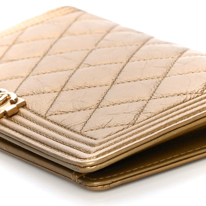 Chanel Metallic Aged Calfskin Quilted Boy Yen Wallet Gold 11 of 16