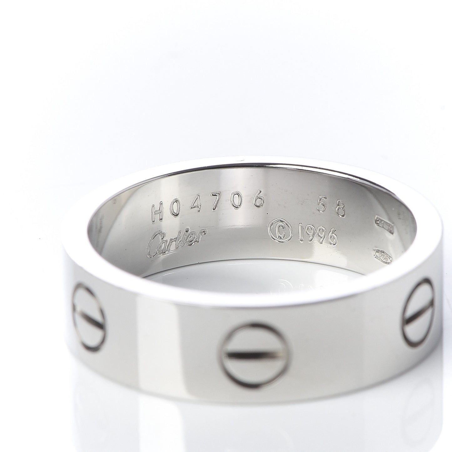 18K White Gold 6mm LOVE Ring 58 8.25