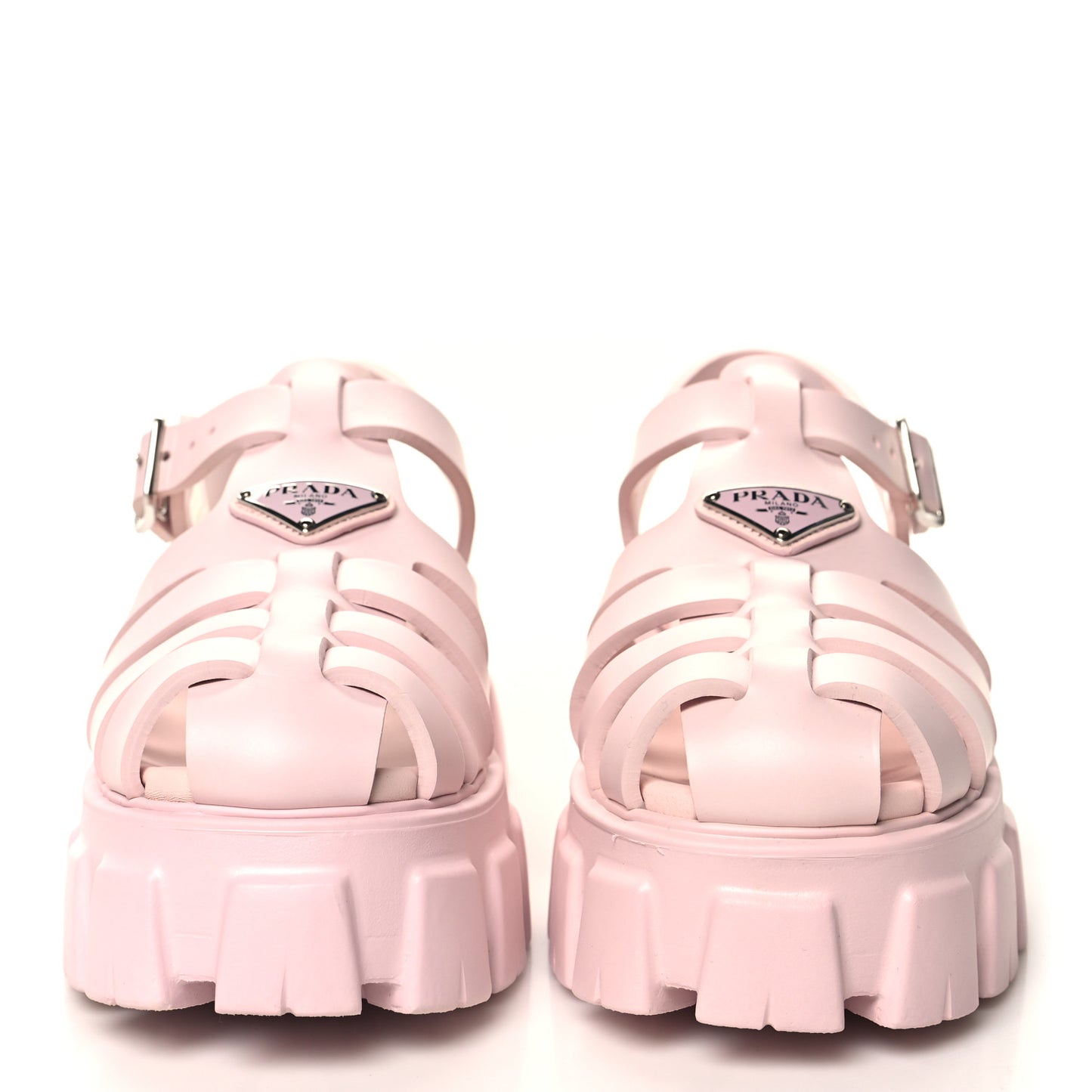 Foam Rubber Metal Triangle Logo Monolith 55mm Cage Sandals 40 Alabastro