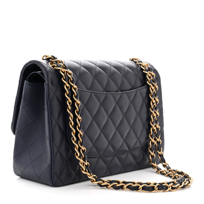 Chanel Caviar Quilted Jumbo Double Flap Navy Blue 3 of 12