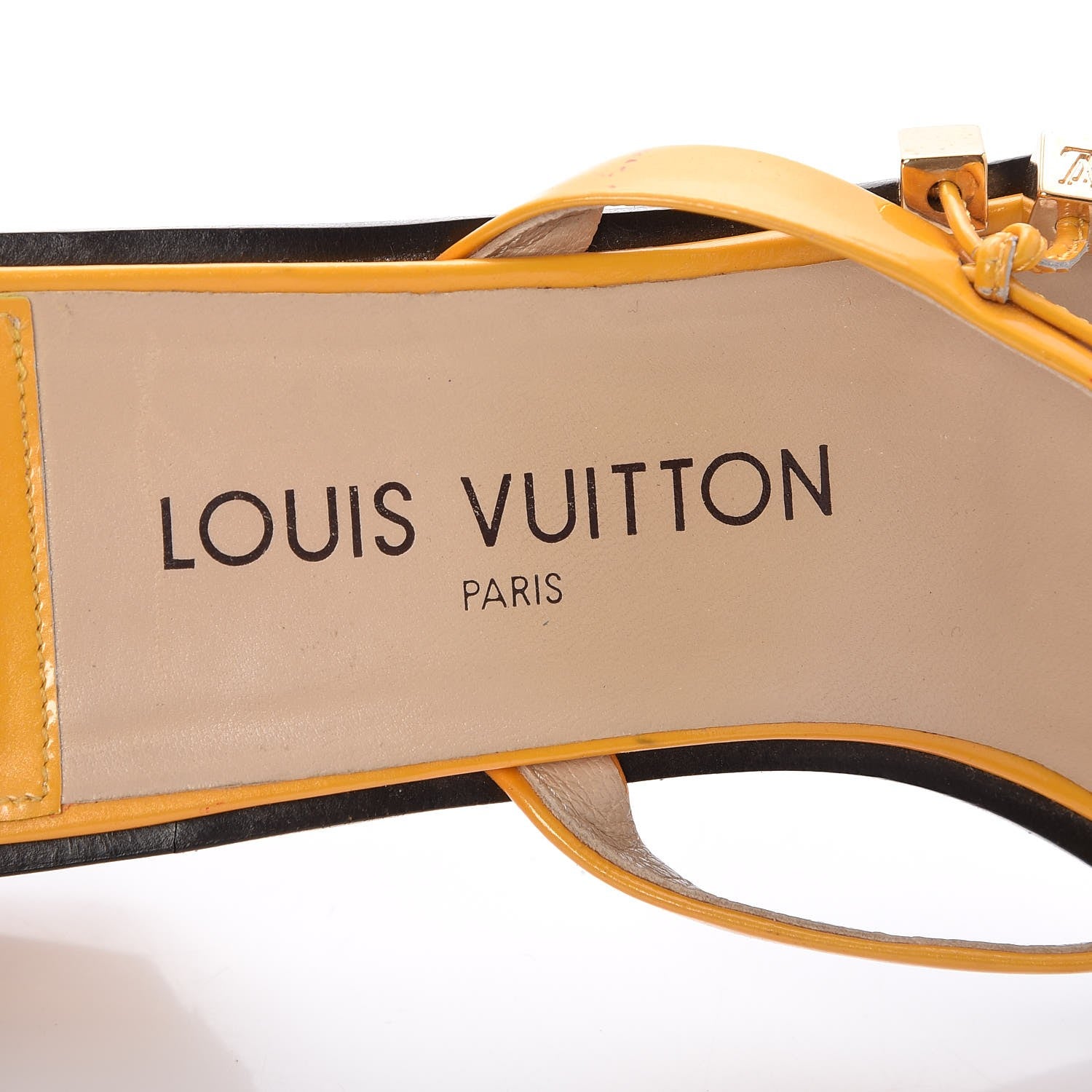 Louis Vuitton Patent Leather Bow Strappy Sandals Heels 37.5 Yellow 11 of 12