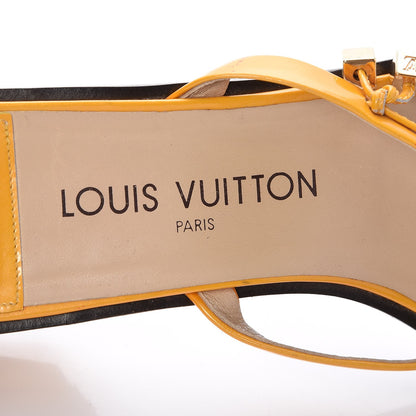 Louis Vuitton Patent Leather Bow Strappy Sandals Heels 37.5 Yellow 11 of 12