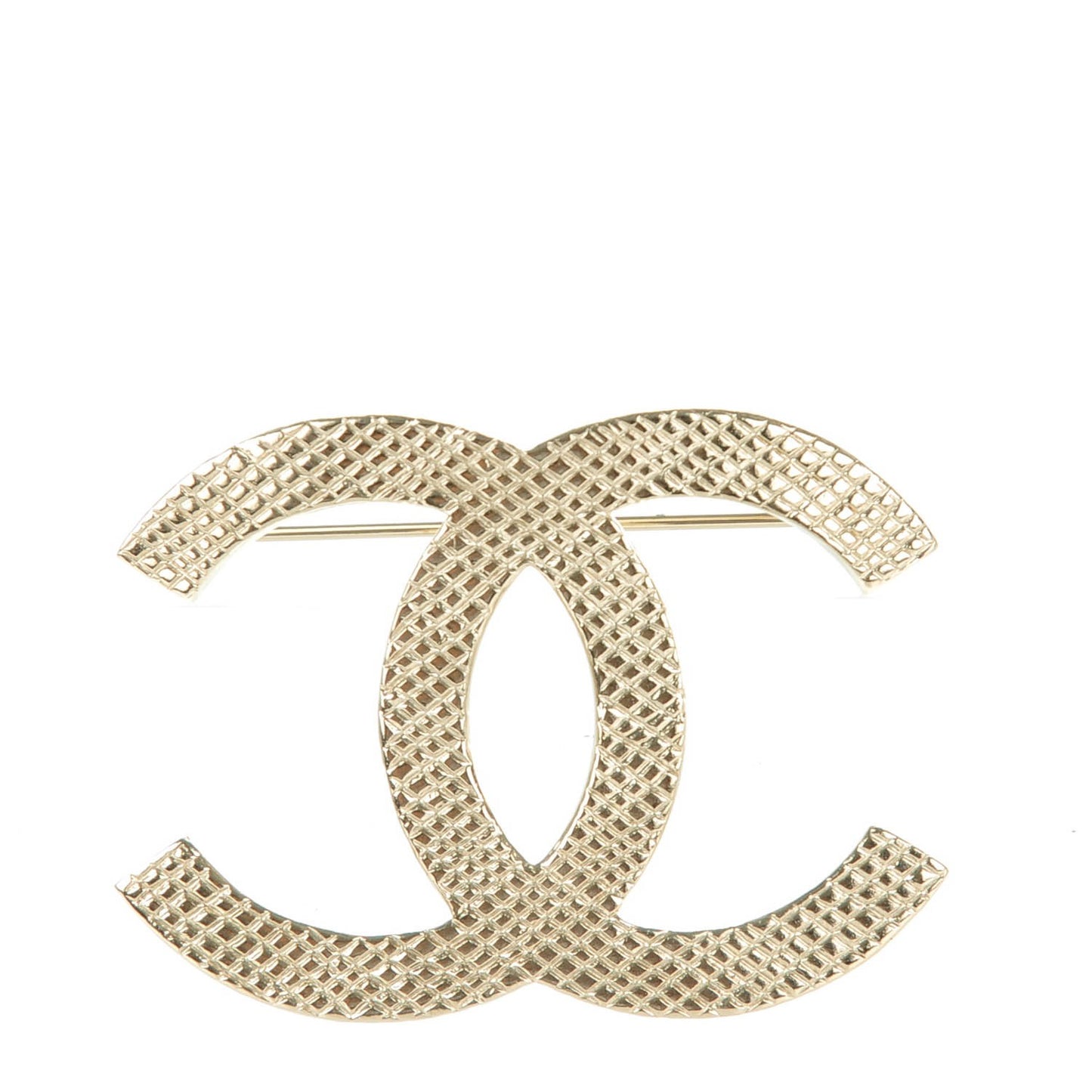 Quilted CC Brooch Light Gold