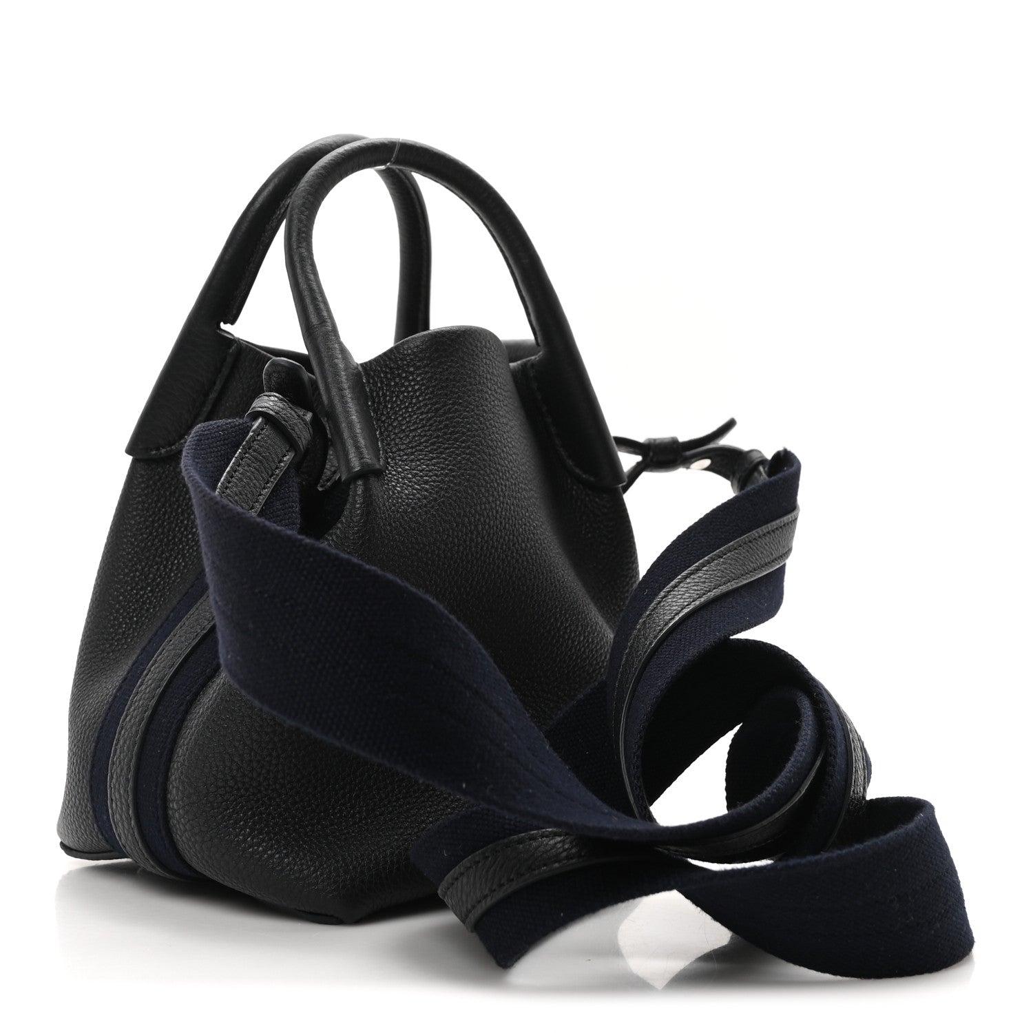 Loro Piana Grained Calfskin Micro Bale Bag Navy Blue 3 of 9