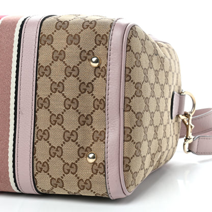 Gucci Monogram Selleria Calfskin Vintage Web Medium Boston New Sand Lilas 9 of 10