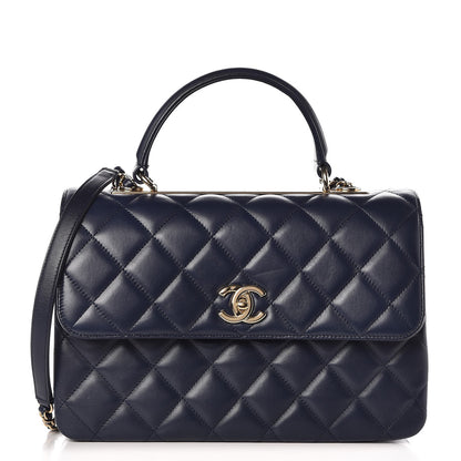 Chanel Lambskin Quilted Medium Trendy CC Flap Dual Handle Bag Navy Blue 1 of 13