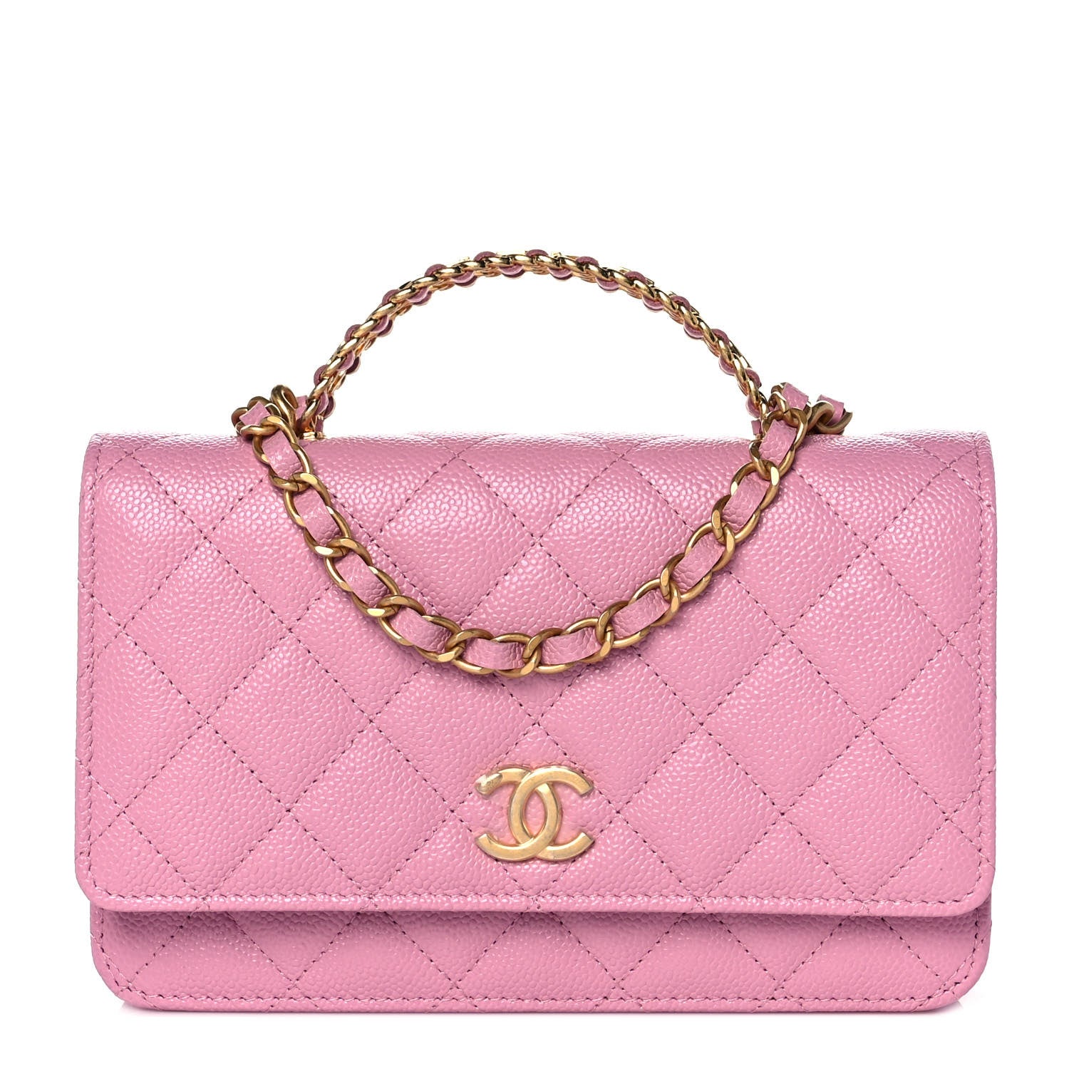 Chanel Shiny Caviar Quilted Pick Me Up Wallet On Chain WOC Pink 1 of 11