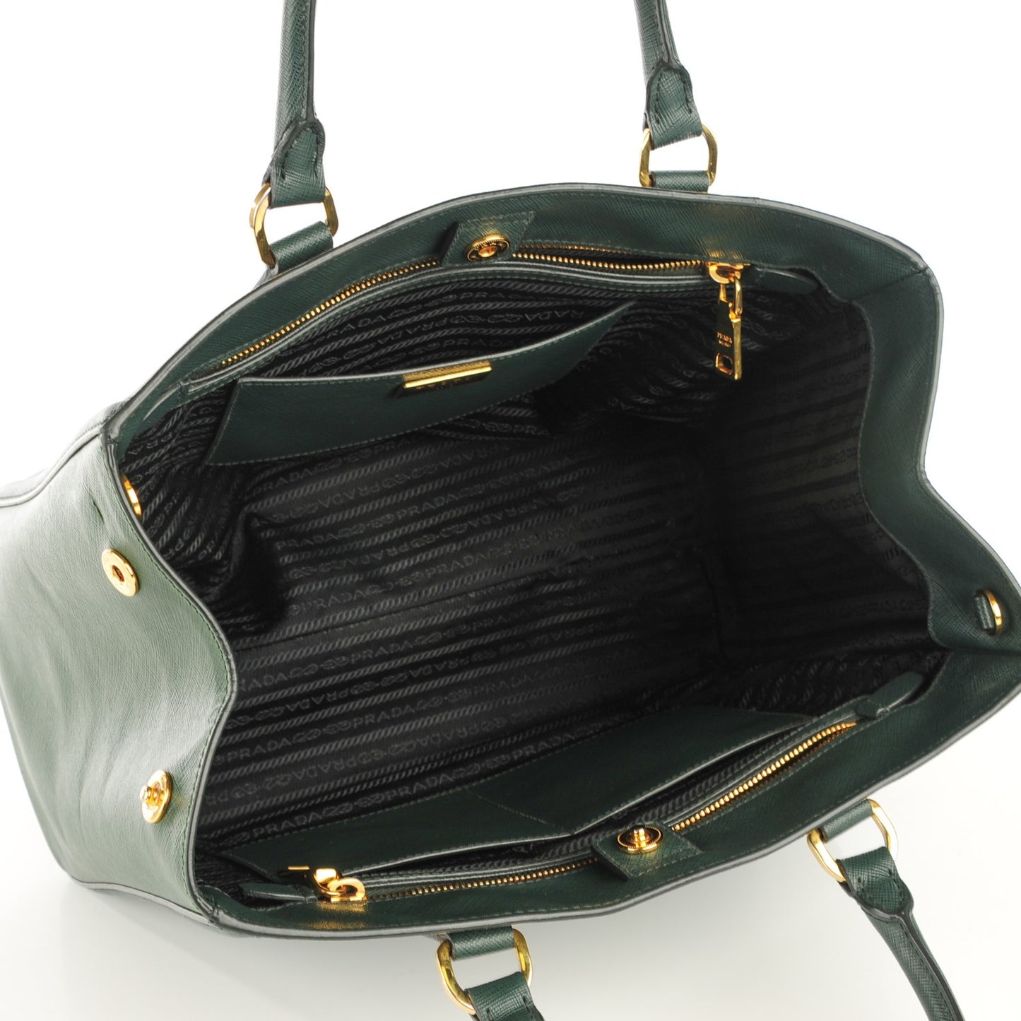 Saffiano Lux Bi-Color Tote Smeraldo