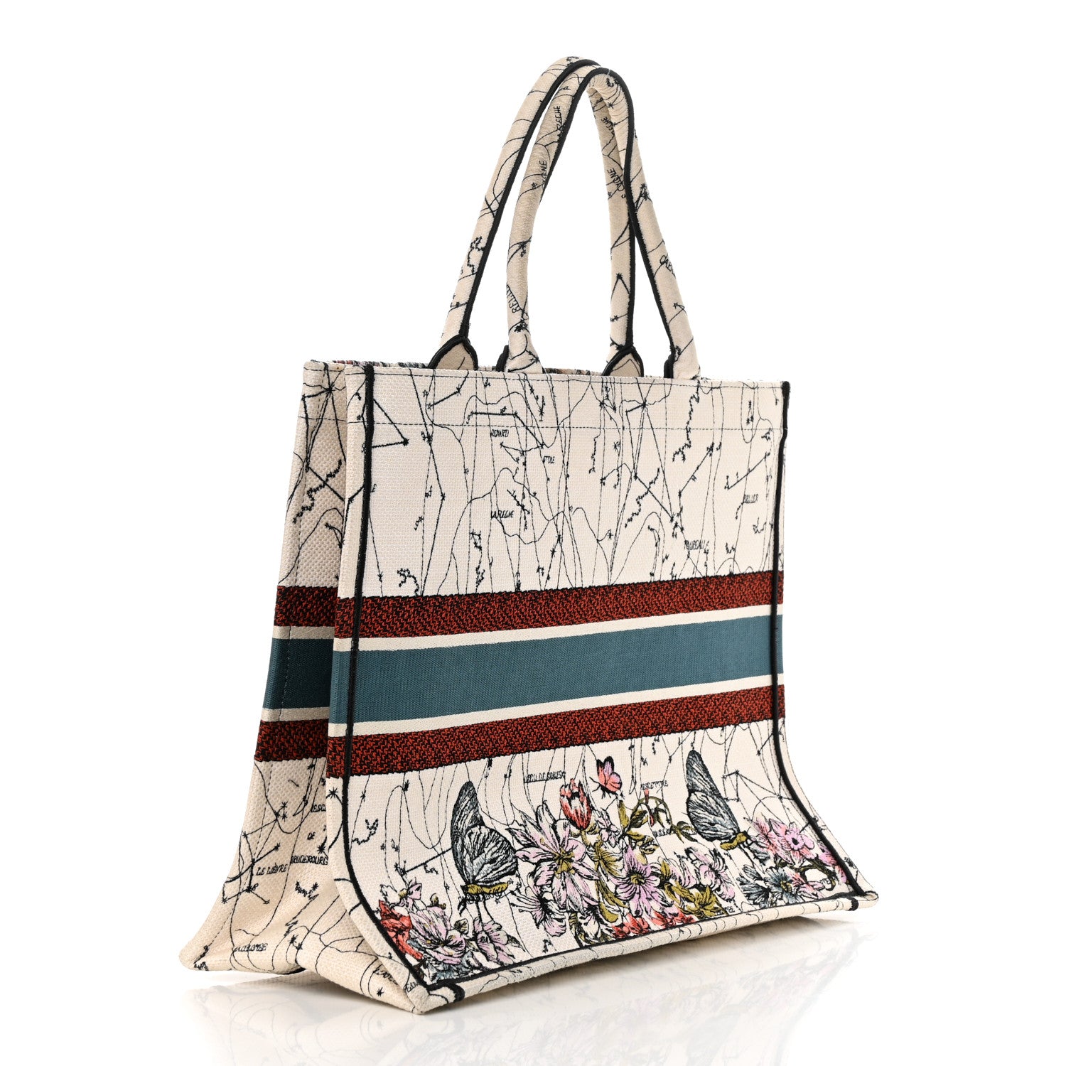 Christian Dior Canvas Embroidered Large Zodiac Book Tote Latte Multicolor 3 of 15
