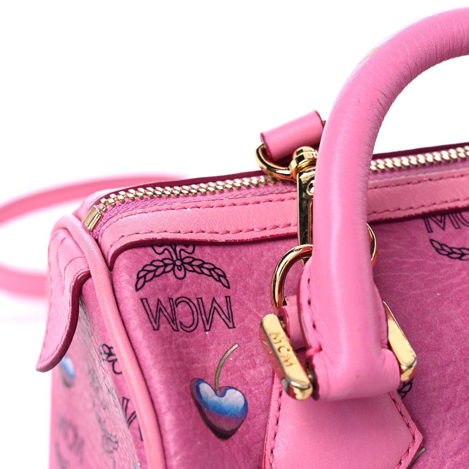 MCM Sweet Visetos Mini Boston Bag Pink 12 of 16