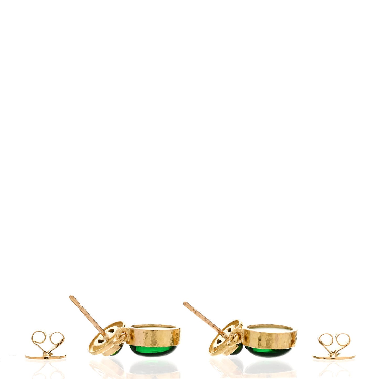 19K Yellow Gold Chrome Diopside Venetian Glass Putto and Duck Earrings Green
