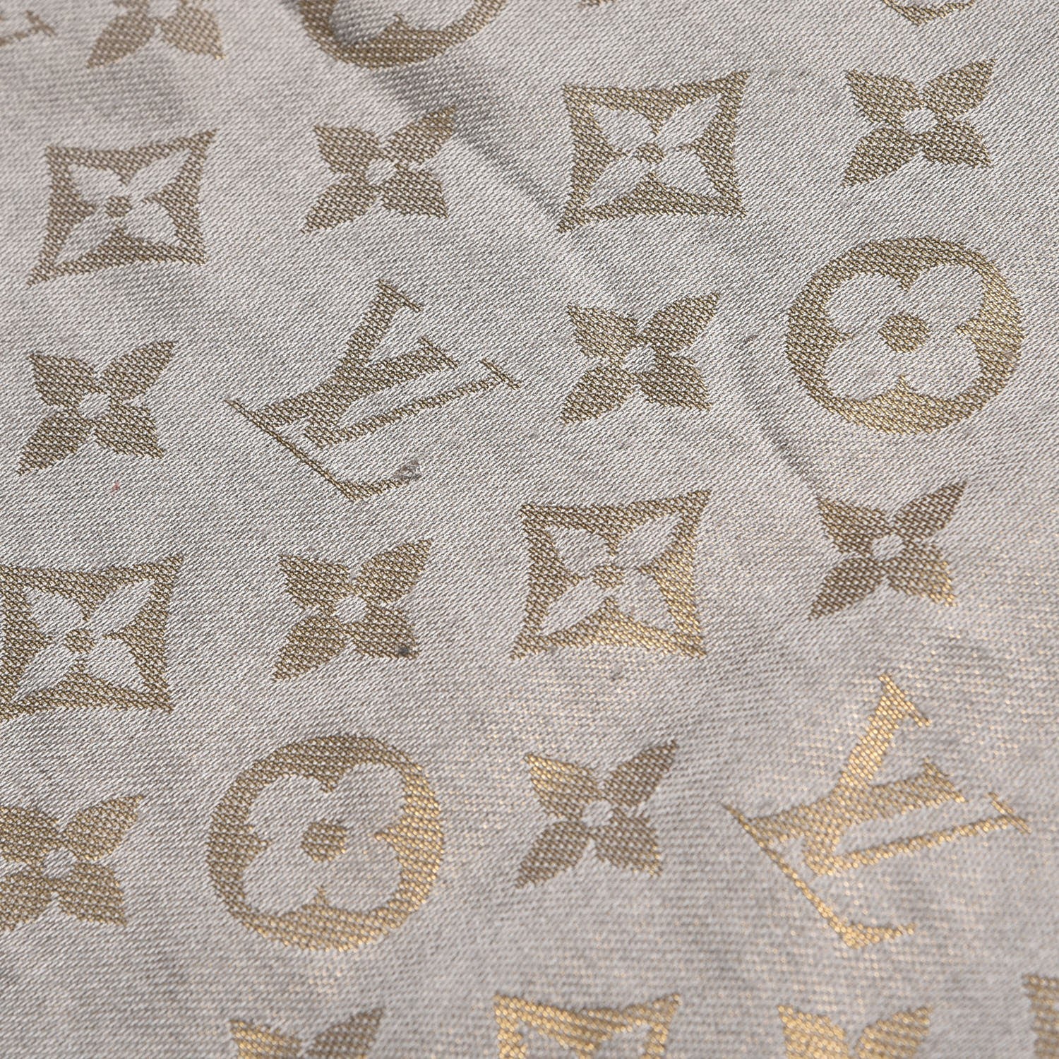 Louis Vuitton Silk Lurex Wool Monogram Shine Shawl Charcoal Greige 4 of 7