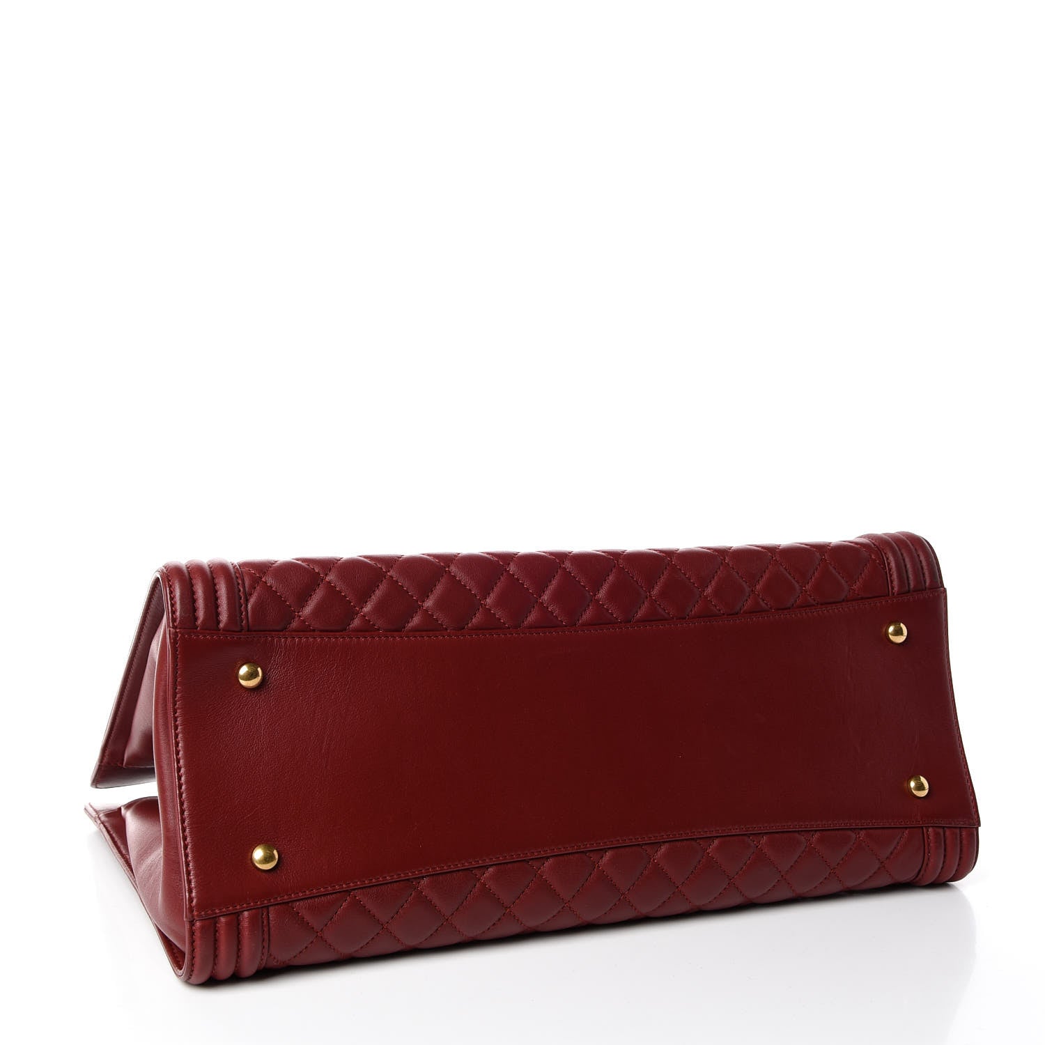 Chanel Lambskin Quilted Boy Shopping Tote Dark Red 4 of 13