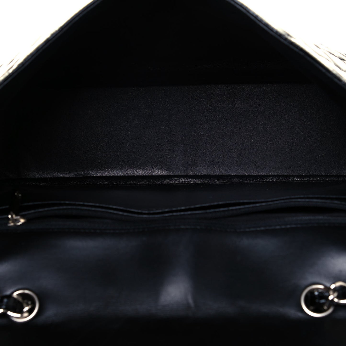 Distressed Patent Quilted Jumbo Single Flap Black