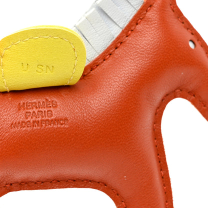 Hermes Milo Lambskin Grigri Rodeo Horse Bag Charm PM Cornaline Bleu Brume Lime 3 of 4