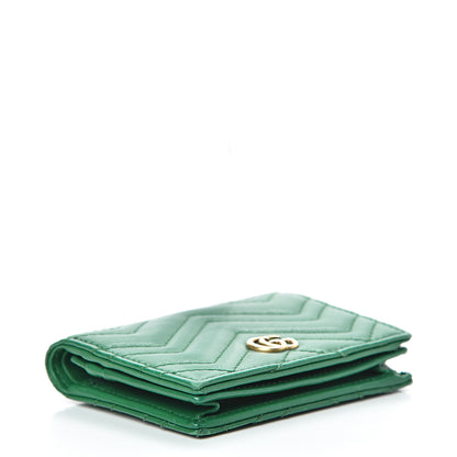 Gucci Calfskin Matelasse GG Marmont Card Case Wallet Emerald 3 of 11