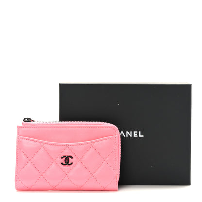 Chanel Caviar Quilted CC Zip Around Card Holder Rose 8 of 8