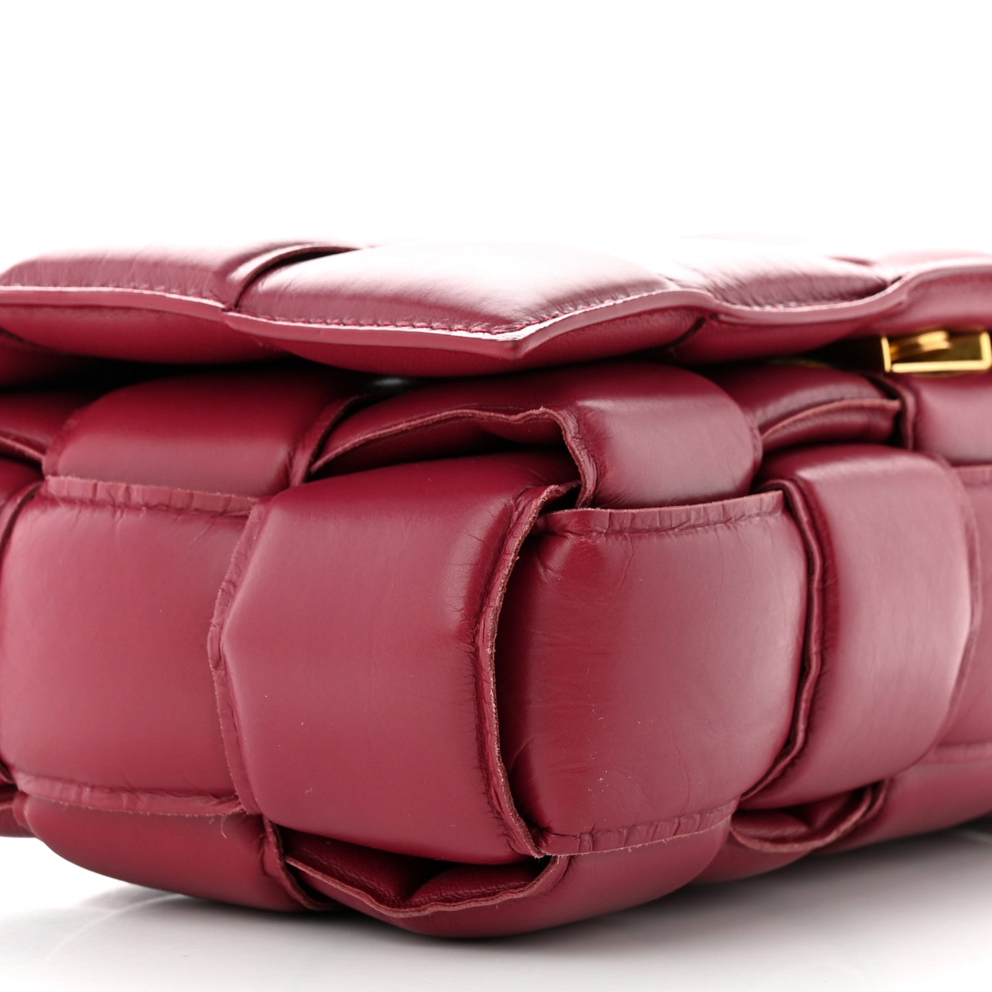 Nappa Maxi Intreccio Padded Cassette Crossbody Bag Amaranto