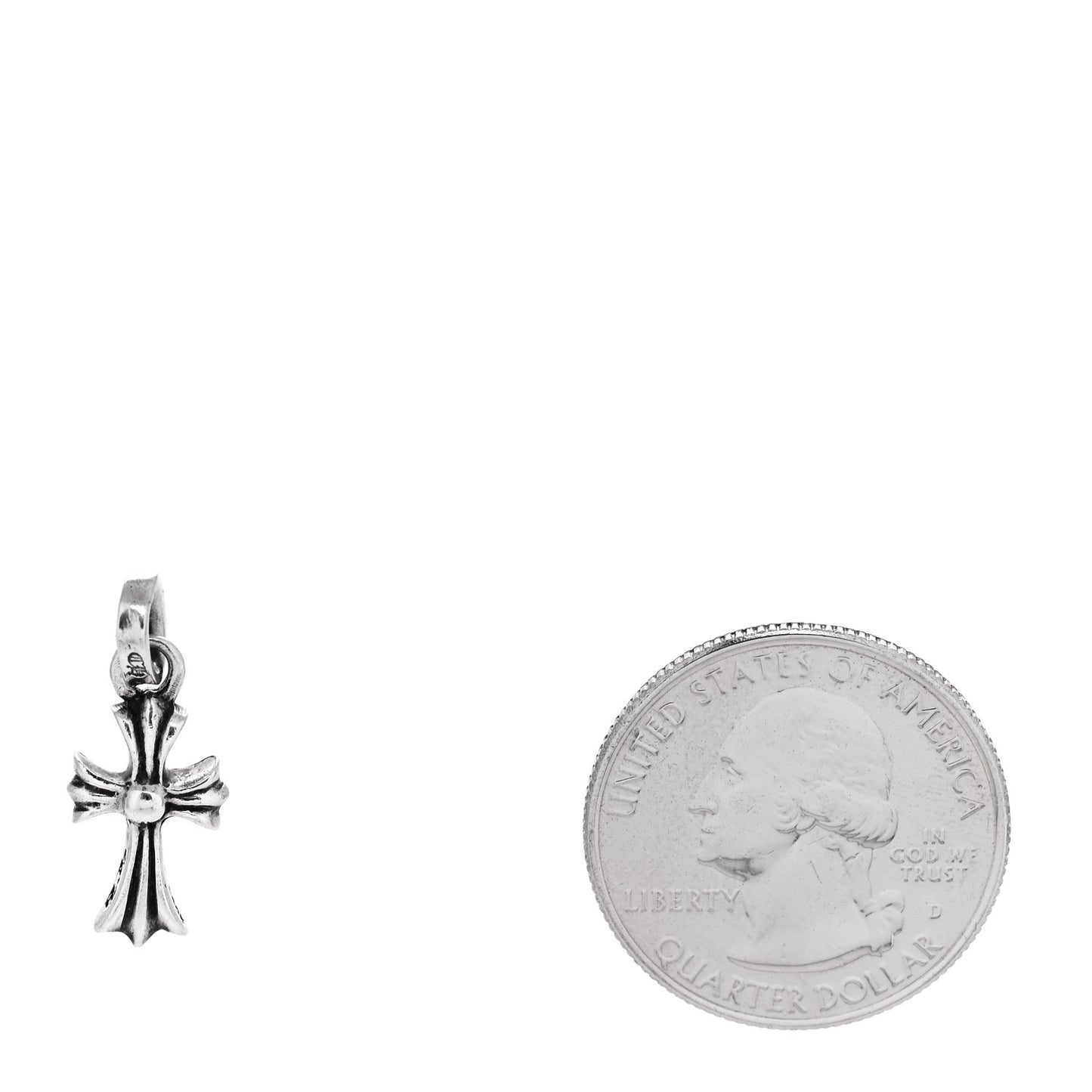 Sterling Silver Diamond Baby Fat Cross Pave Pendant