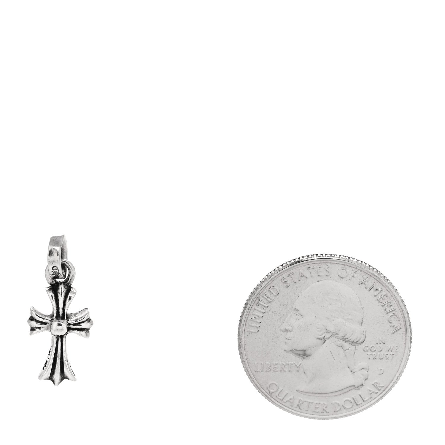 Chrome Hearts Sterling Silver Diamond Baby Fat Cross Pave Pendant 2 of 4
