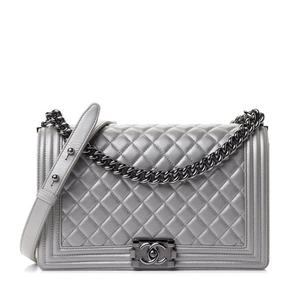 Chanel Metallic Caviar Quilted New Medium Boy Flap Silver 1 of 4