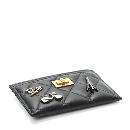 Chanel Aged Calfskin Quilted Lucky Charms Reissue Card Holder Black 4 of 8