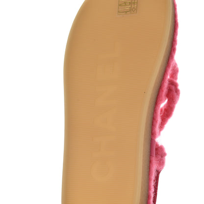Chanel Cord Lambskin Quilted Logo Sandals 38 Pink 7 of 9
