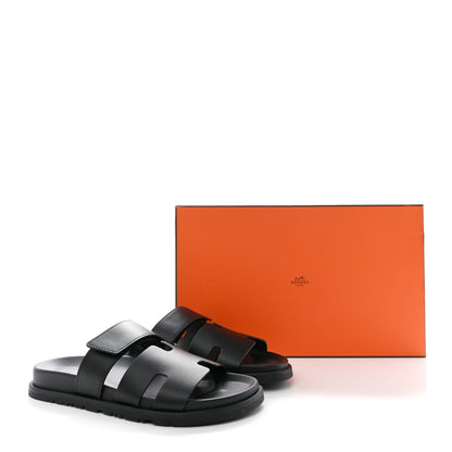 Hermes Calfskin Mens Chypre Sandals 39 Black 9 of 9