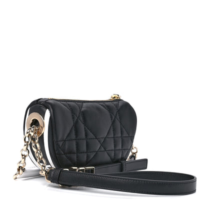 Christian Dior Lambskin Cannage Mini Dior Vibe Hobo Bag Black 3 of 9