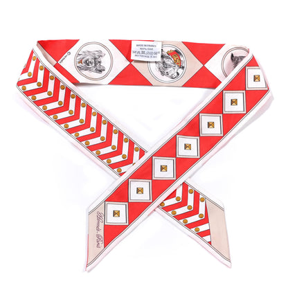 Hermes Silk Colliers Et Chiens Twilly Rouge White Mastic 1 of 5