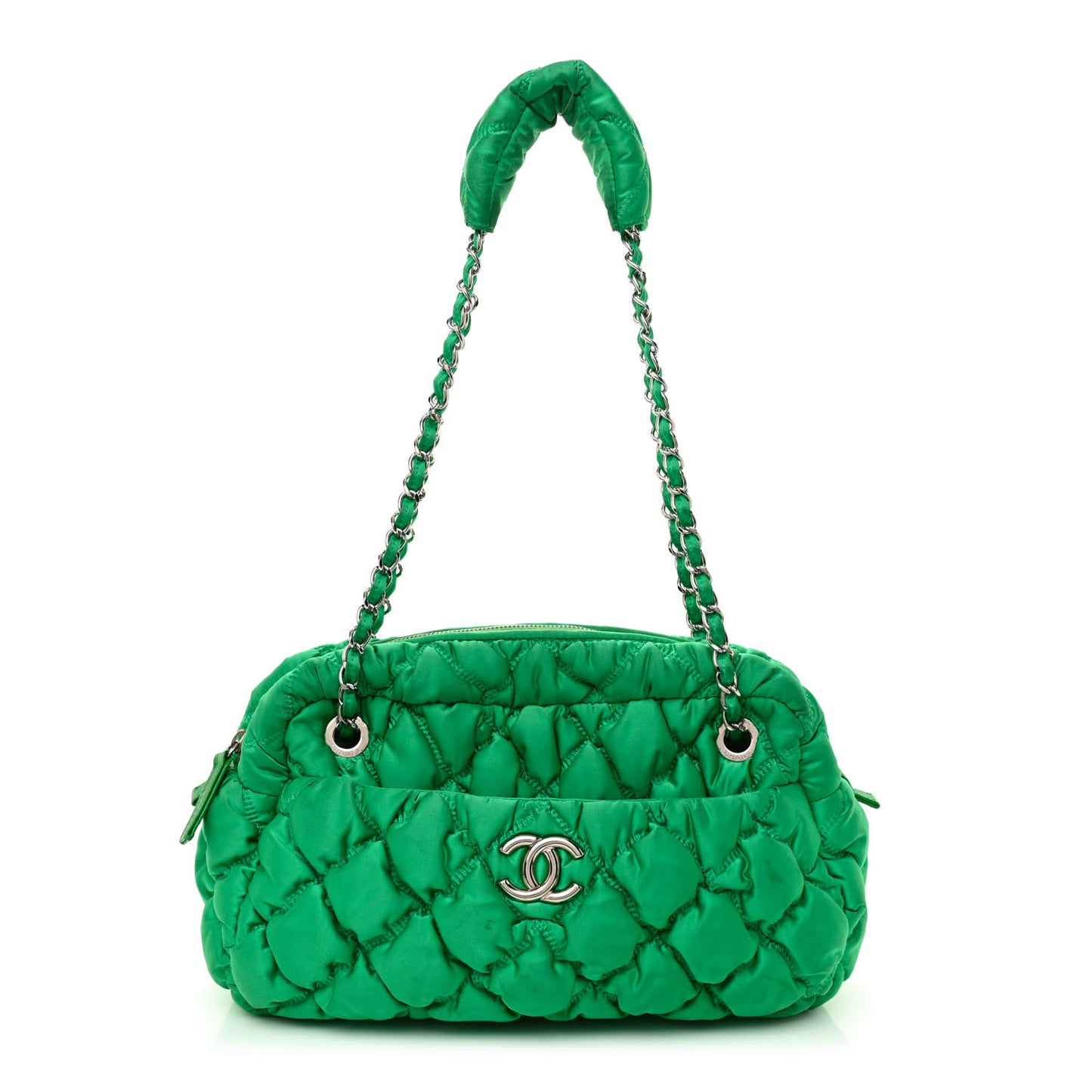 Nylon Bubble Quilt Shoulder Bag Green