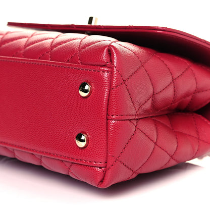 Chanel Caviar Quilted Mini Coco Handle Flap Dark Pink 8 of 9