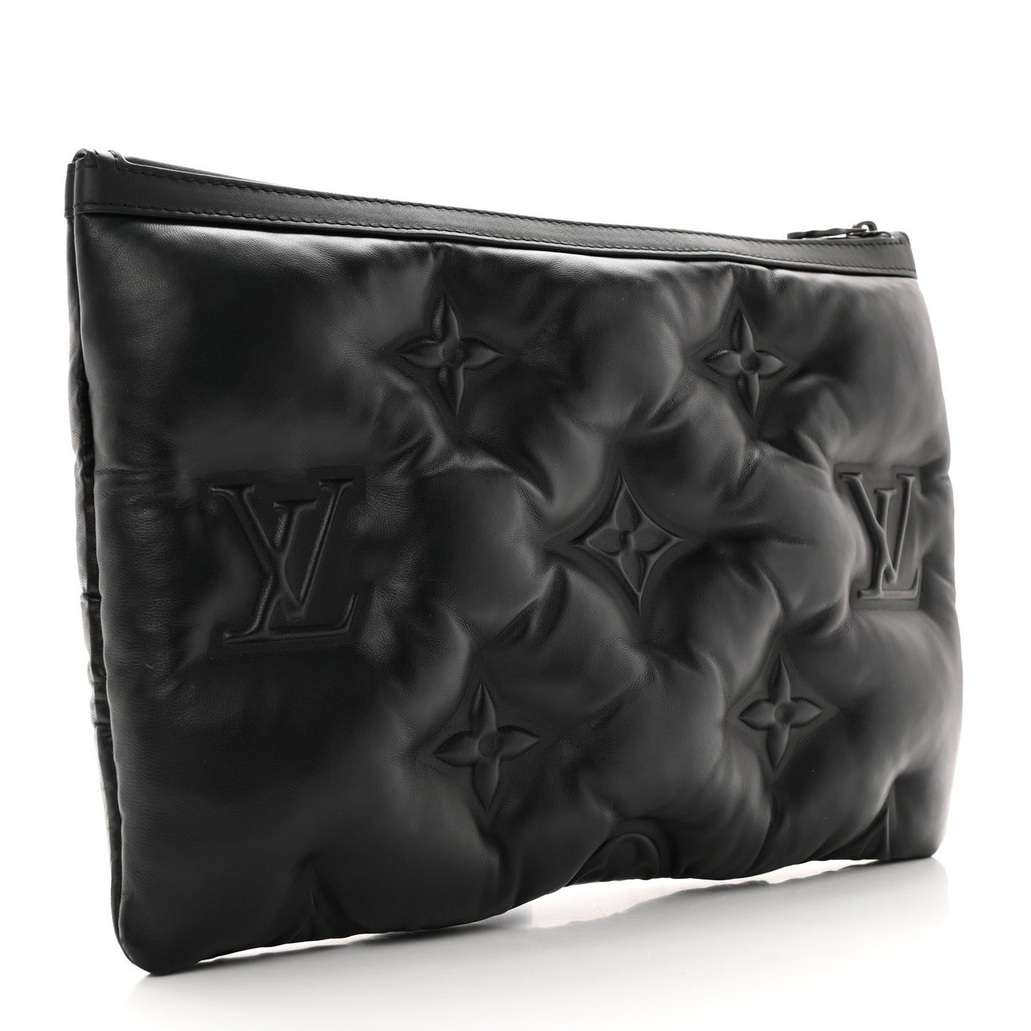 Lambskin Puffer A4 Pouch Black